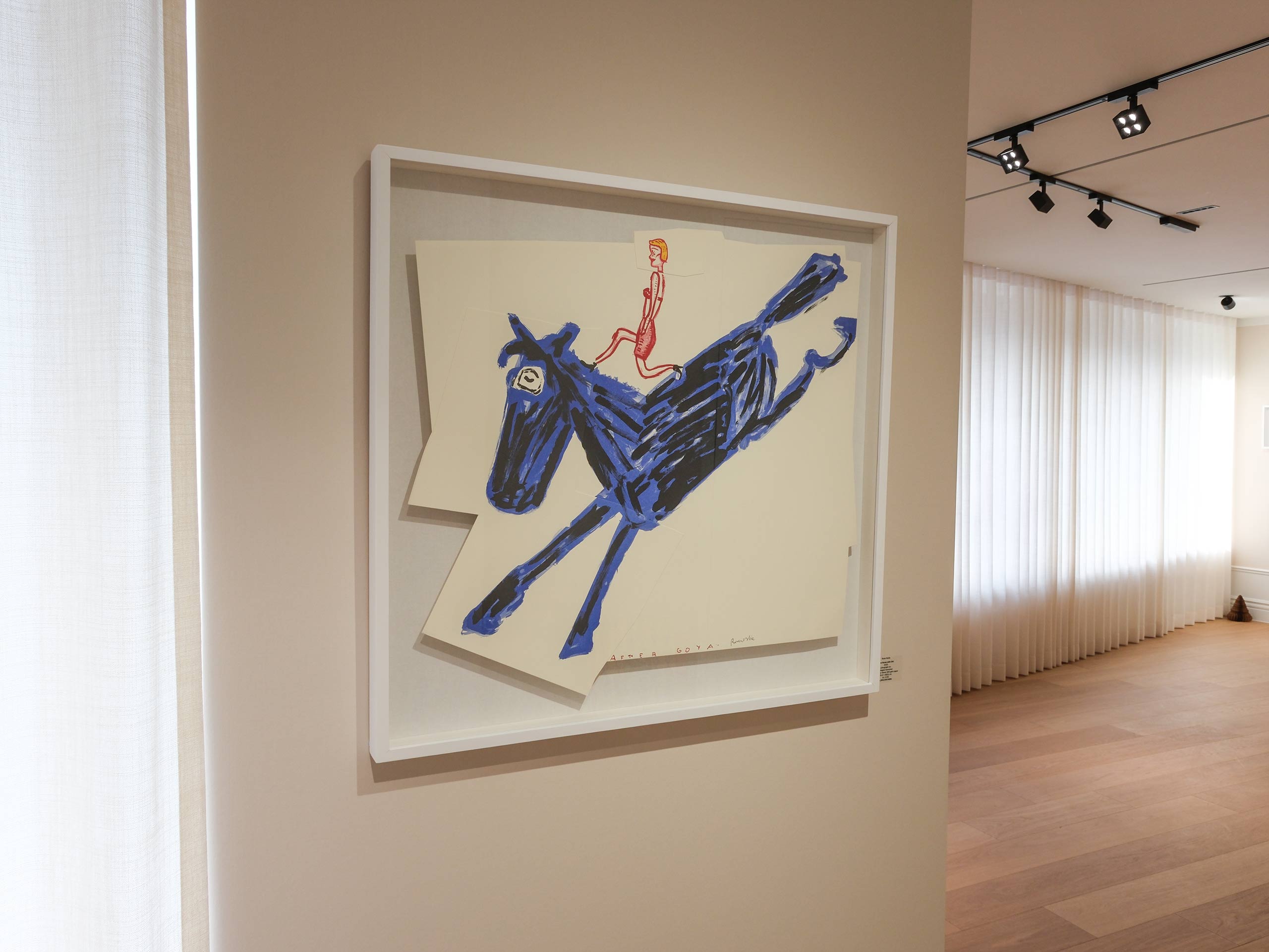 Rose Wylie Blue Horse with Girl, 2020