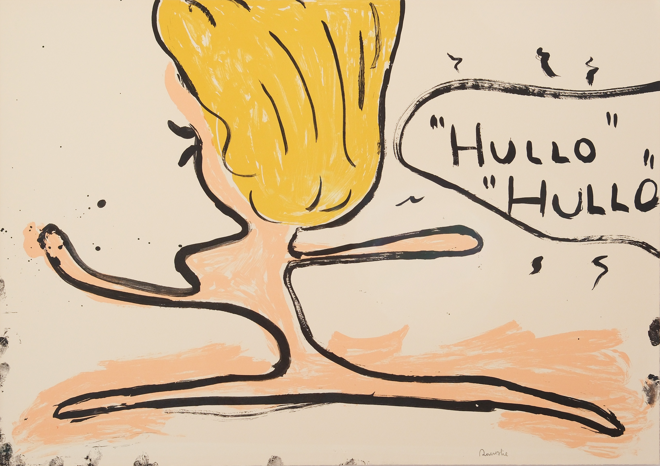 Rose Wylie Scissor Girl, “Hullo, Hullo”, 2020